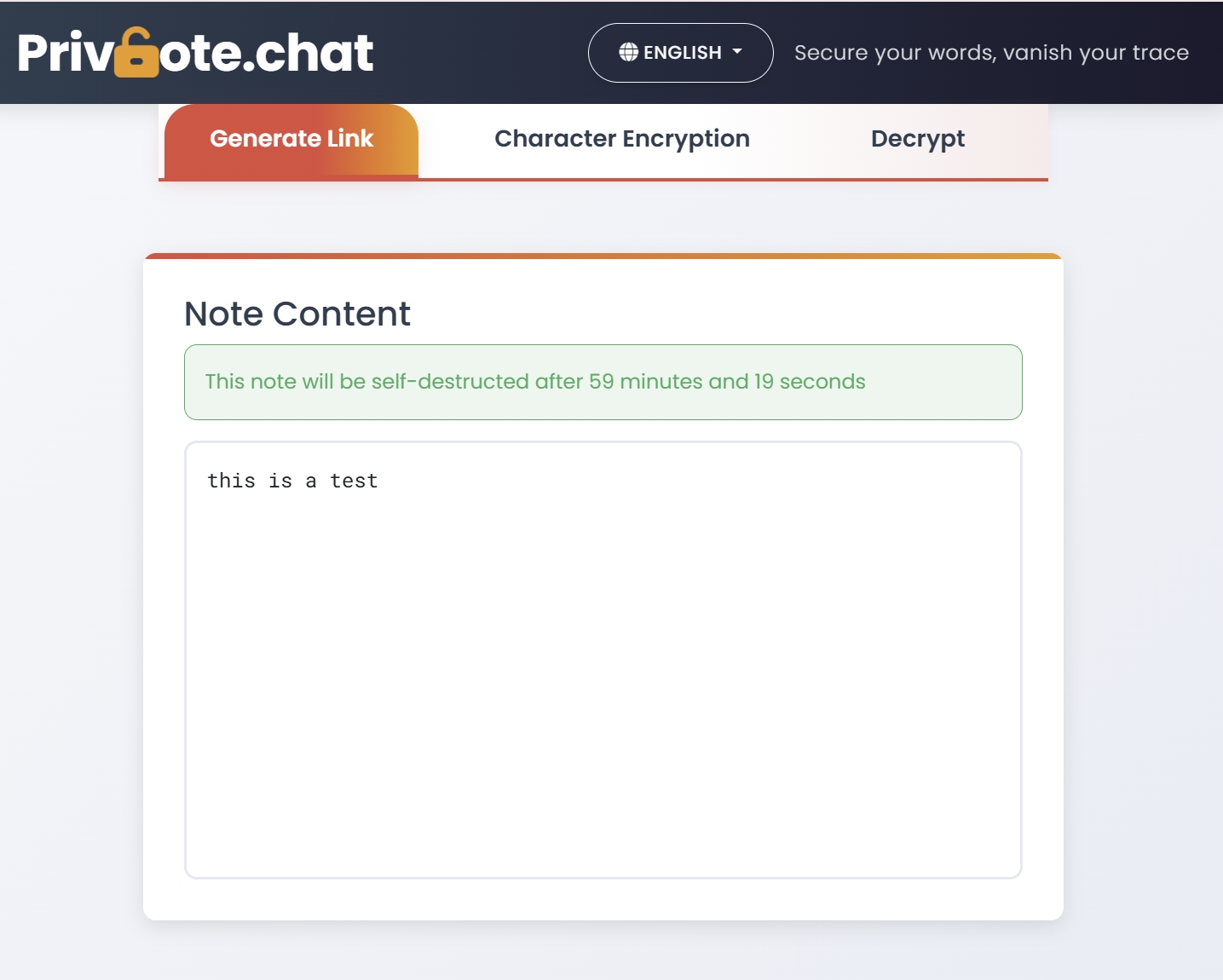 Secure note URL